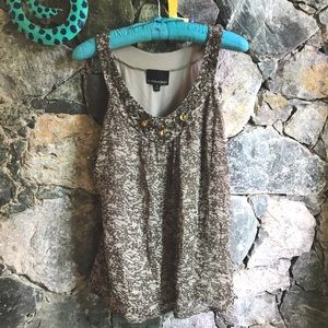 Cynthia Rowley floral swing tank polyester spandex amber jewel neckline size XL